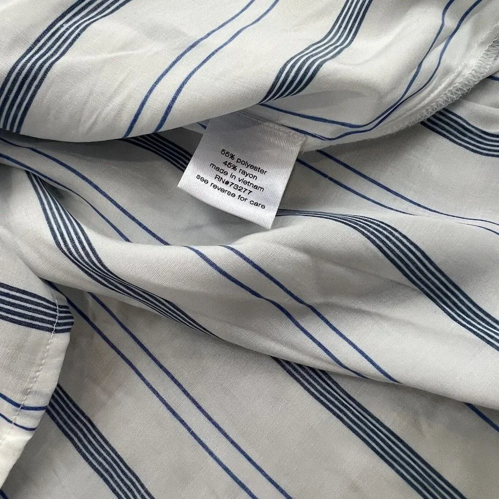 Elizabeth And James Womens Size M Blue White Stripe Tie Neck Button‎ Down Shirt - Picture 8 of 9
